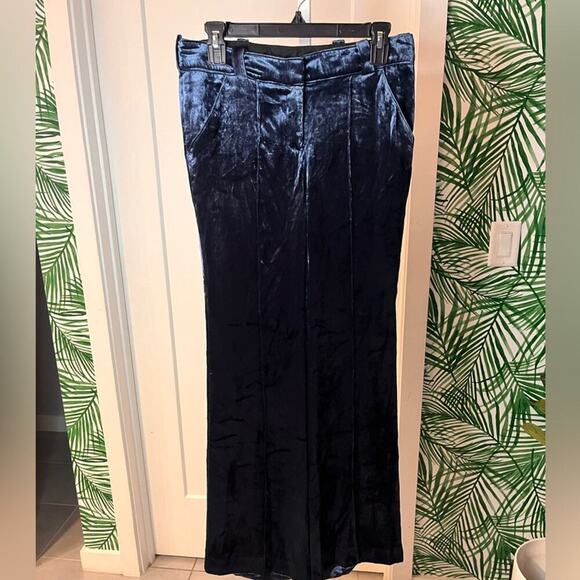 A.L.C Blue Ashbury Crushed Velvet Pants size 10 - Picture 2 of 11